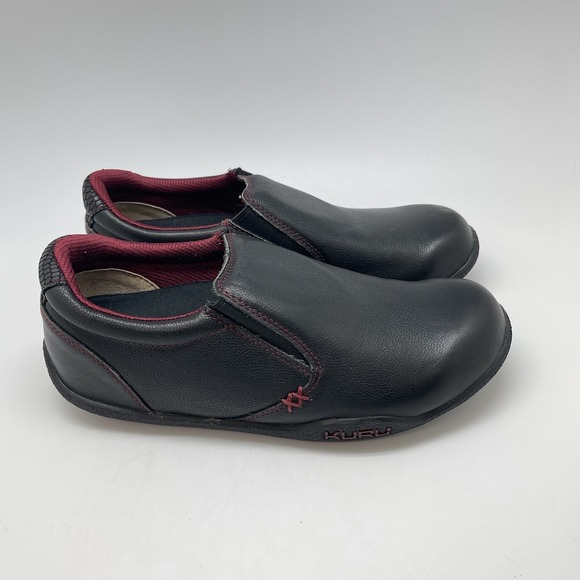 Kuru Loafers Womens 8.5 Black Kivi Leather Slip On Comfort Work Orthopedic Shoes - Picture 1 of 11
